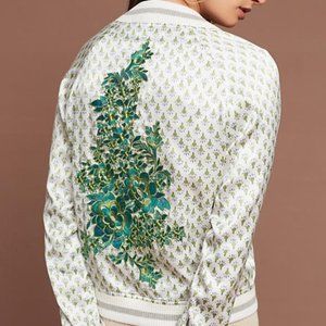 Anthropologie Amber Embroidered Bomber Jacket